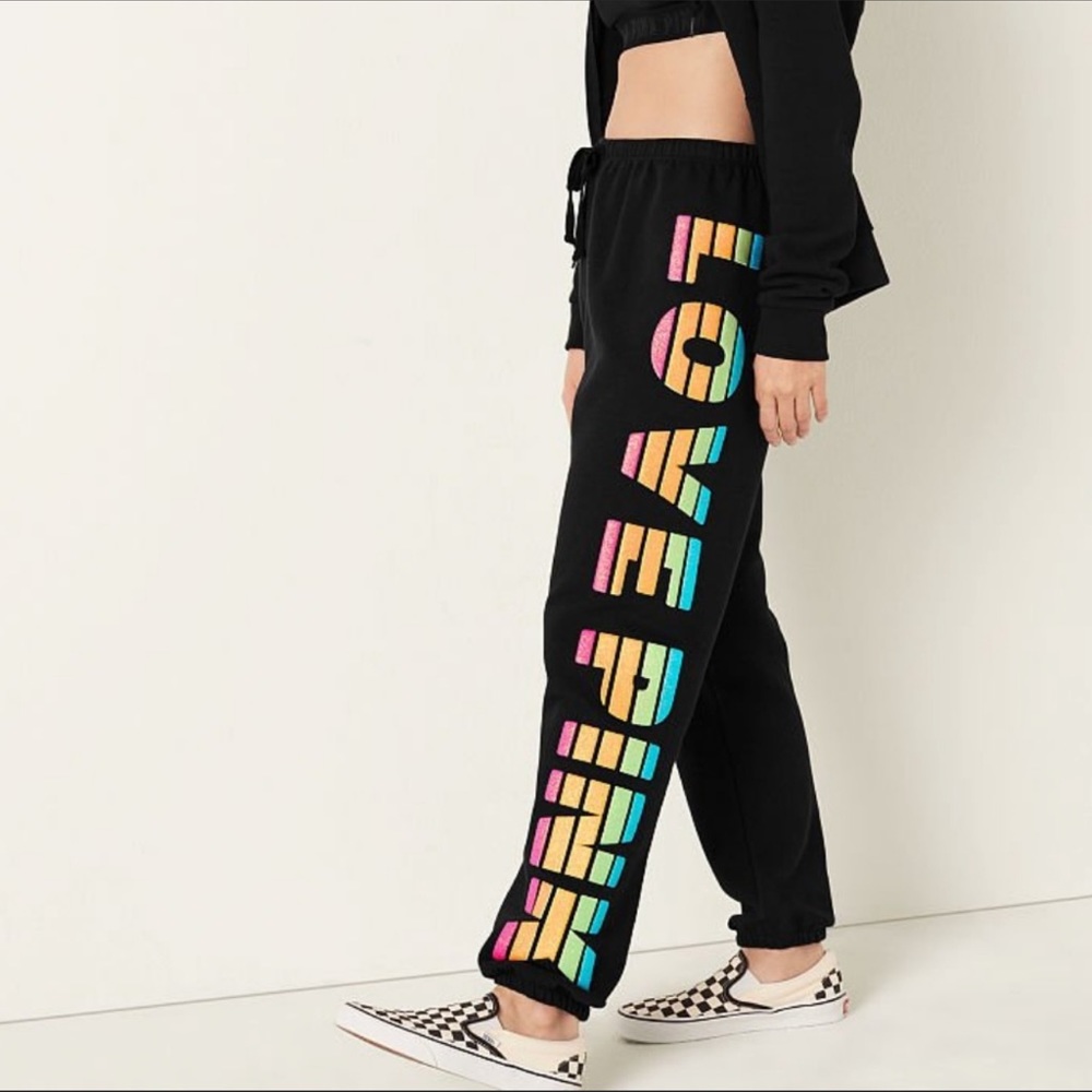 ••SOLD•• VS PINK Rainbow Shine Classic Pants sz M